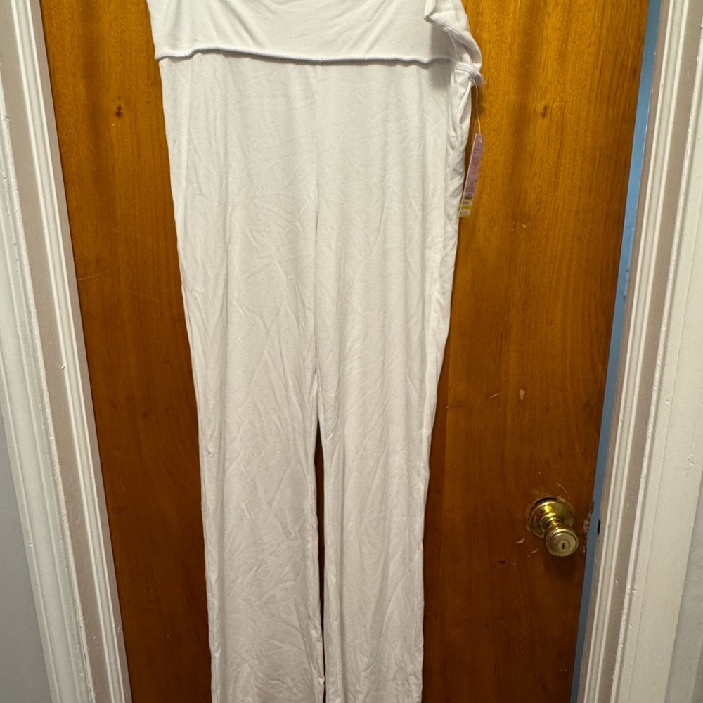 White flip waist pants